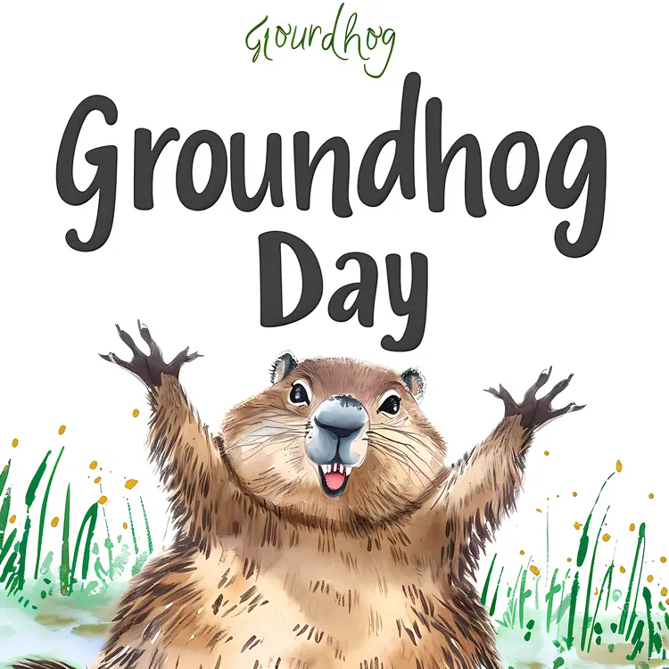 Joyful Groundhog Art for Groundhog Day