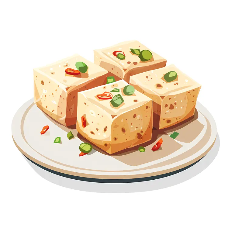 Plate of Tofu with Cilantro