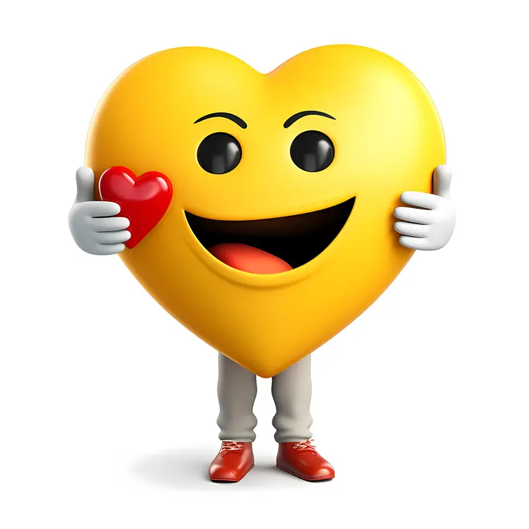 Yellow Heart Emoji Holding Red Heart