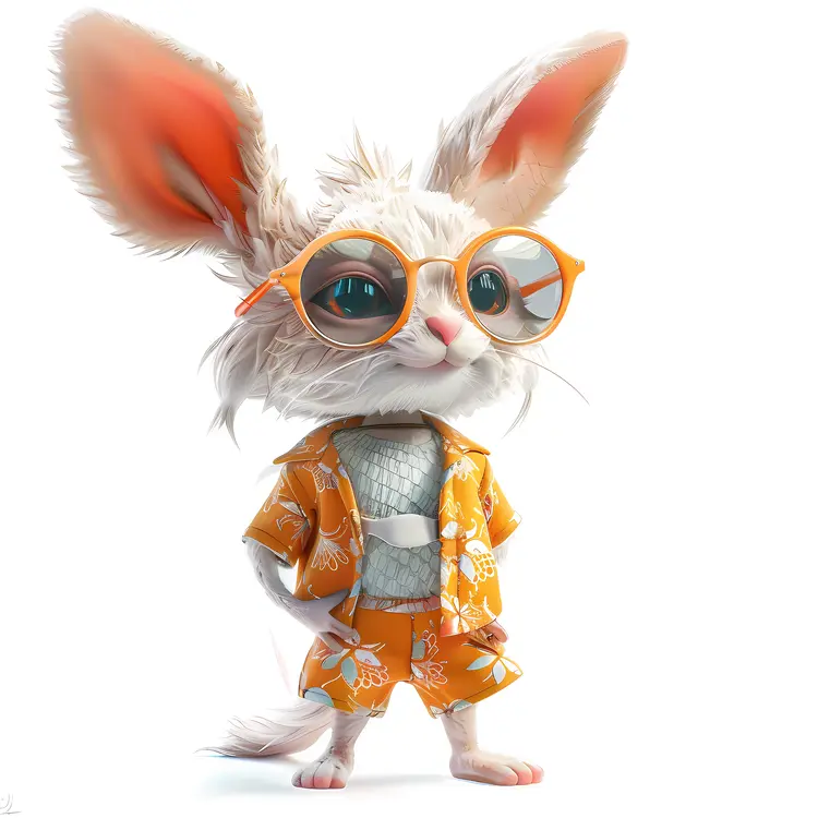 Cute Rabbit in Summer Outfit