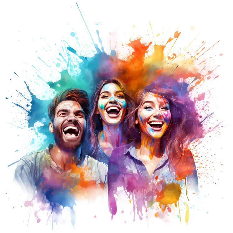 Group of Friends in Colorful Celebration