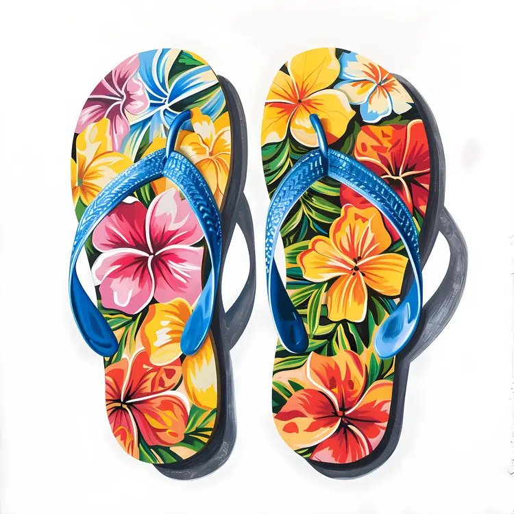 Floral Patterned Flip-Flops