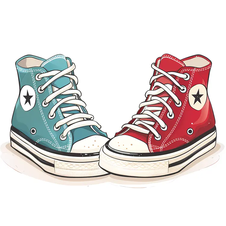 Red and Blue Sneakers