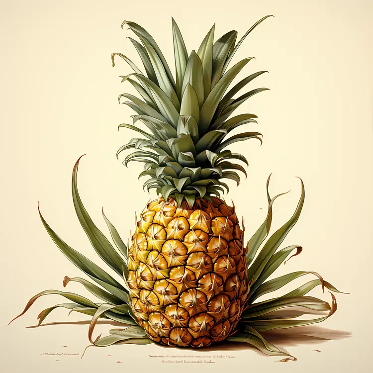 Juicy Tropical Pineapple with Green Leaves