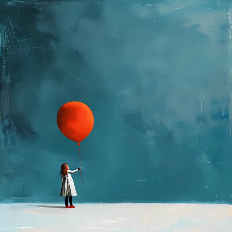 Girl with Red Balloon Silhouette