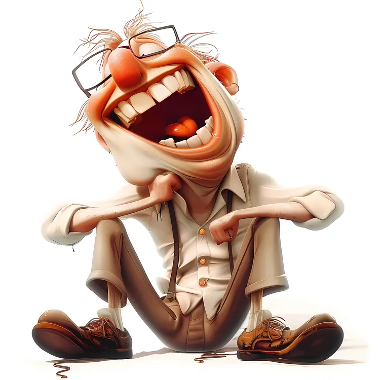 Laughing Old Man Cartoon Illustration