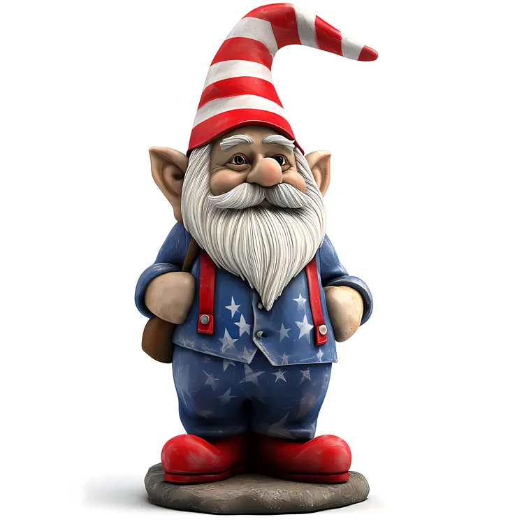Patriotic Gnome with Stars and Stripes