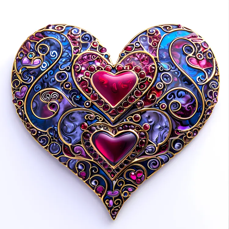 Colorful Ornate Heart Pendant