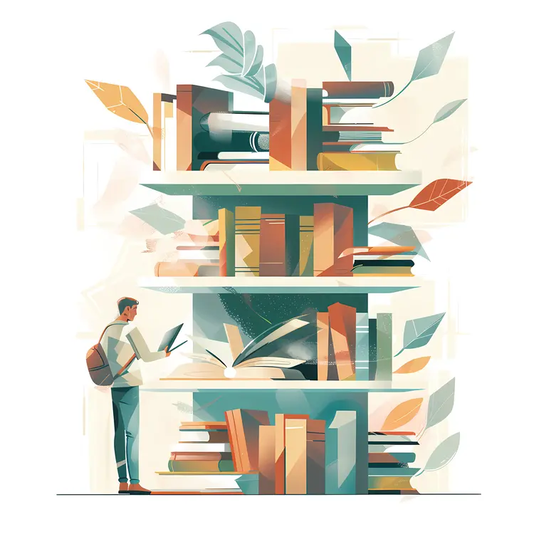 Bookshelf with Person Reading