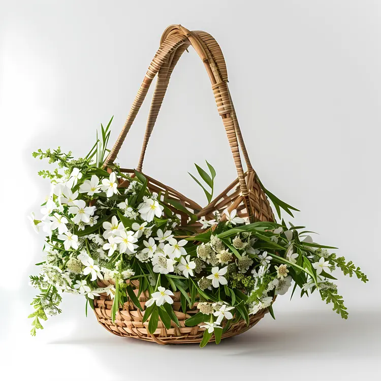 Basket with White Flowers