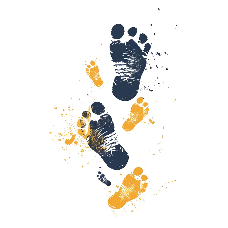 Blue and Yellow Footprints