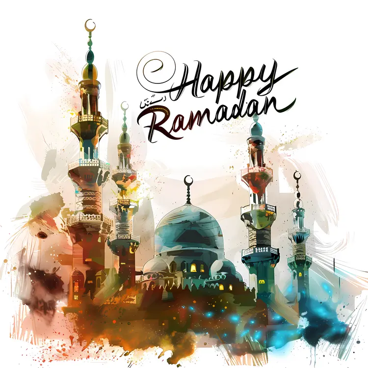 Happy Ramadan with Colorful Mosque