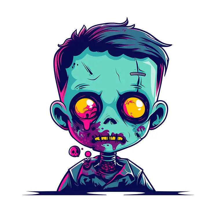 Cartoon Zombie Boy with Yellow Eyes