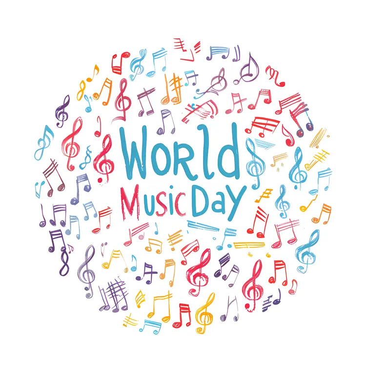 Colorful Musical Notes for World Music Day