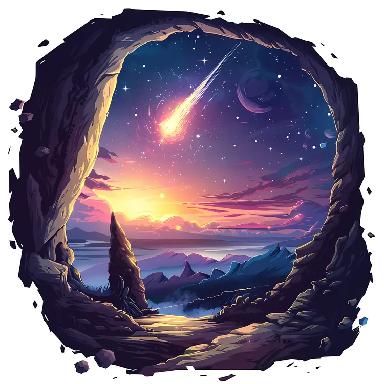Meteor Shower over Landscape