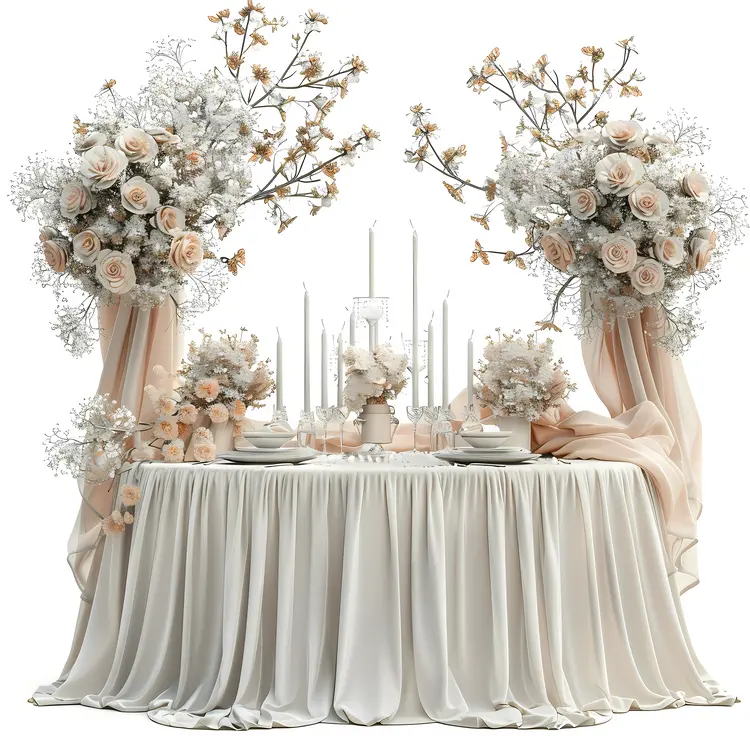 Elegant Floral Table Setting with Candles