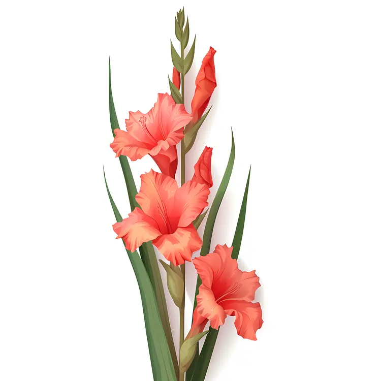 Orange Gladiolus in Bloom