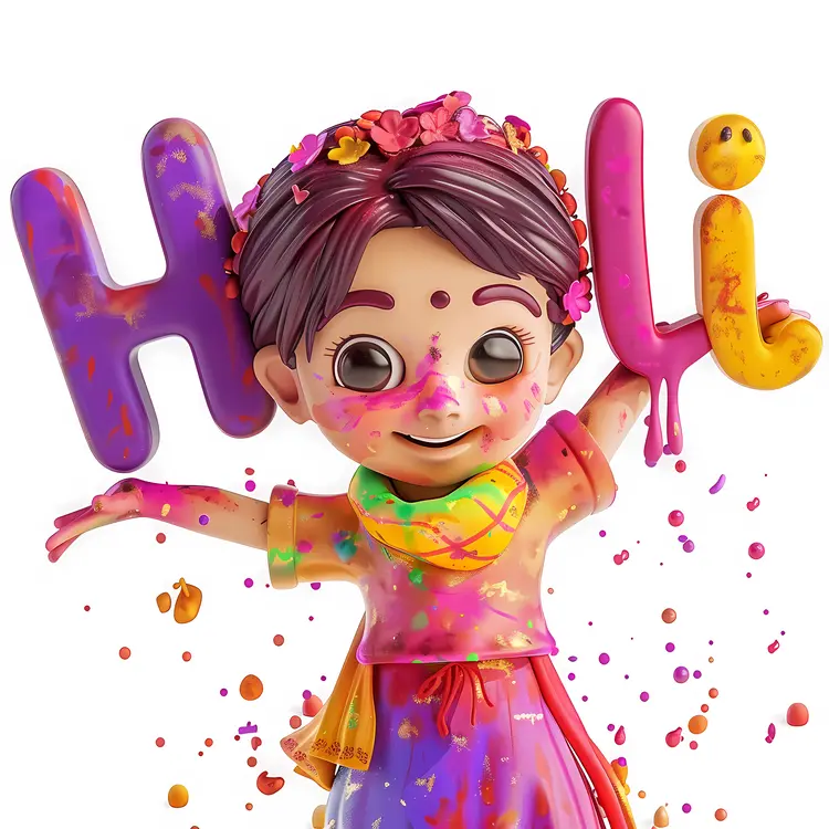 Cute Girl Celebrating Holi