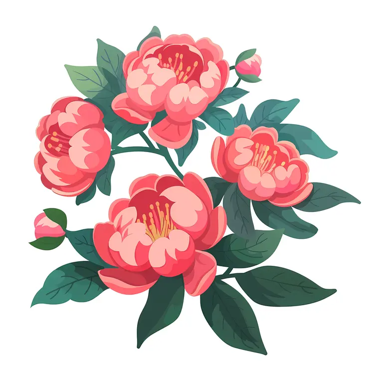 Pink Peony Flower Cluster
