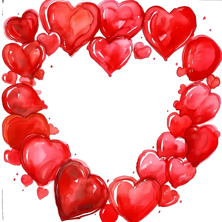 Red Hearts in Heart Shape Frame