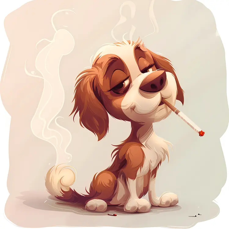 Cute Cartoon Dog Smoking