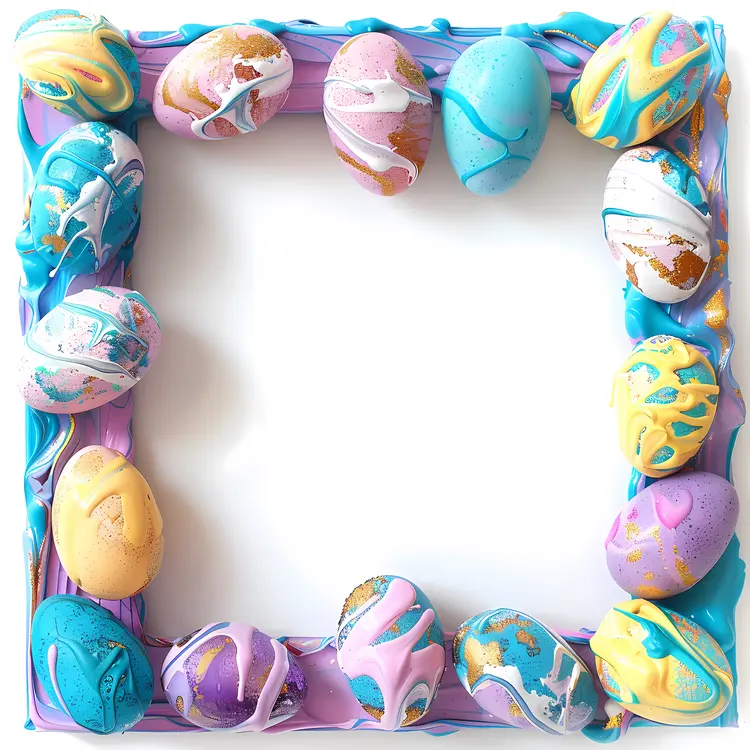 Colorful Decorated Easter Eggs in a Frame