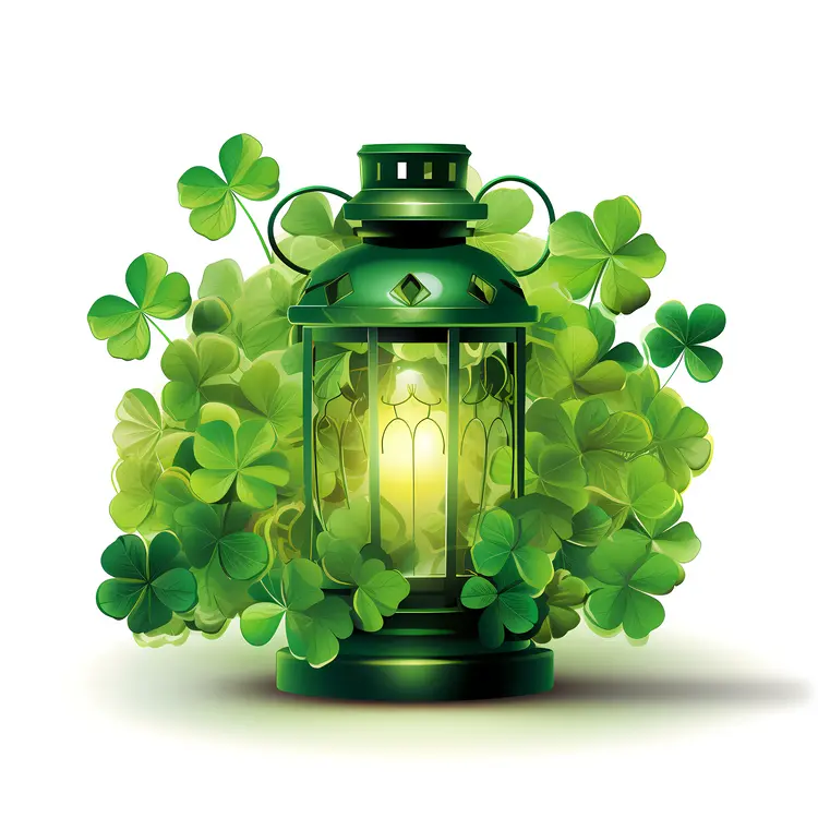 Green Lantern with Clover Decoration