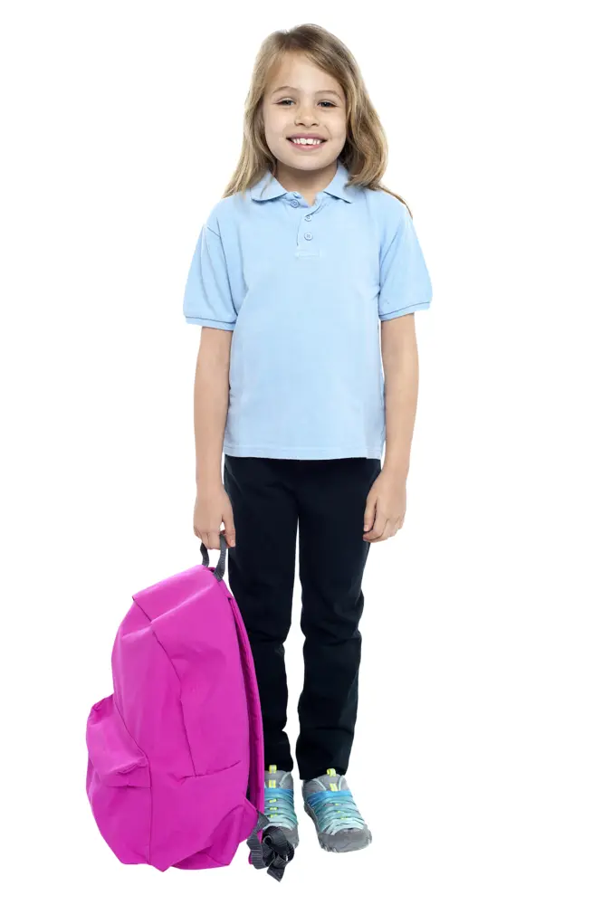 Smiling Schoolgirl with Pink Backpack