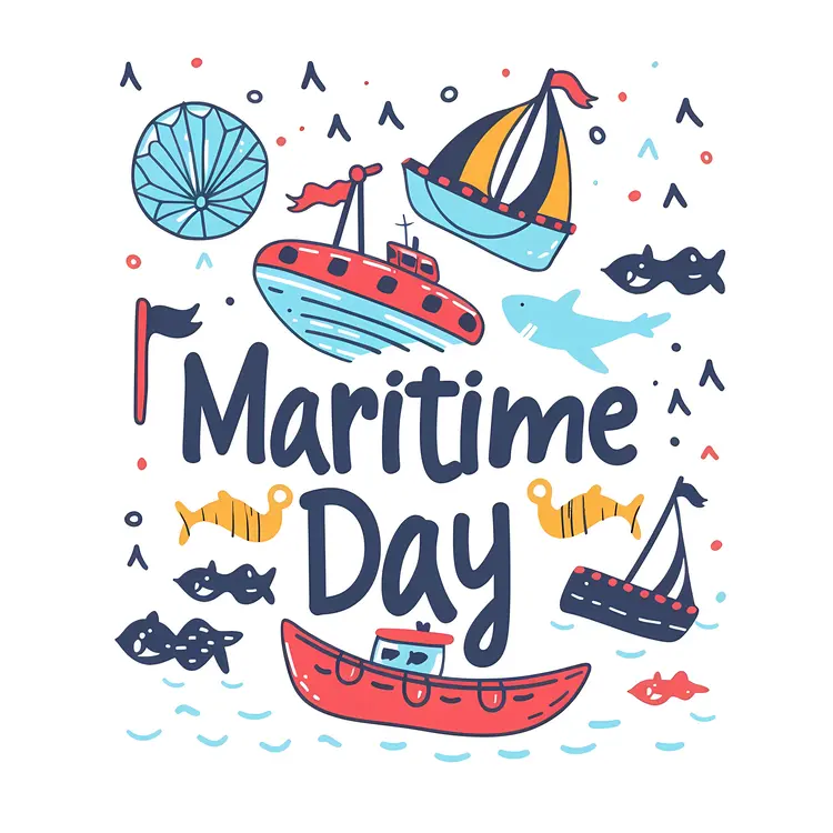 Colorful Maritime Day Celebration with Boats and Fish