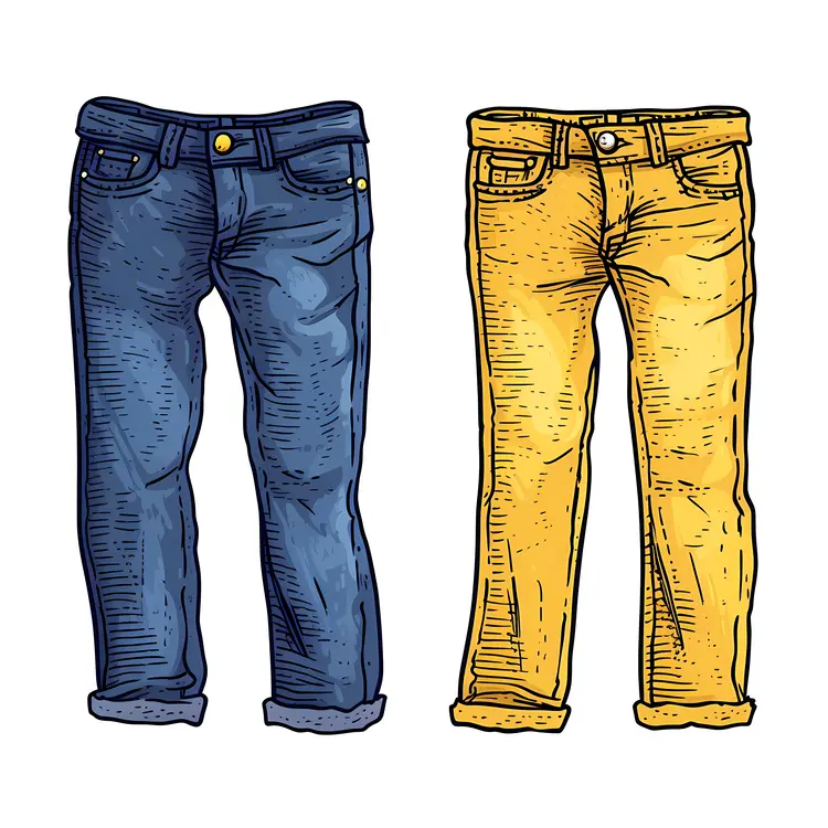 Blue and Yellow Jeans Illustration