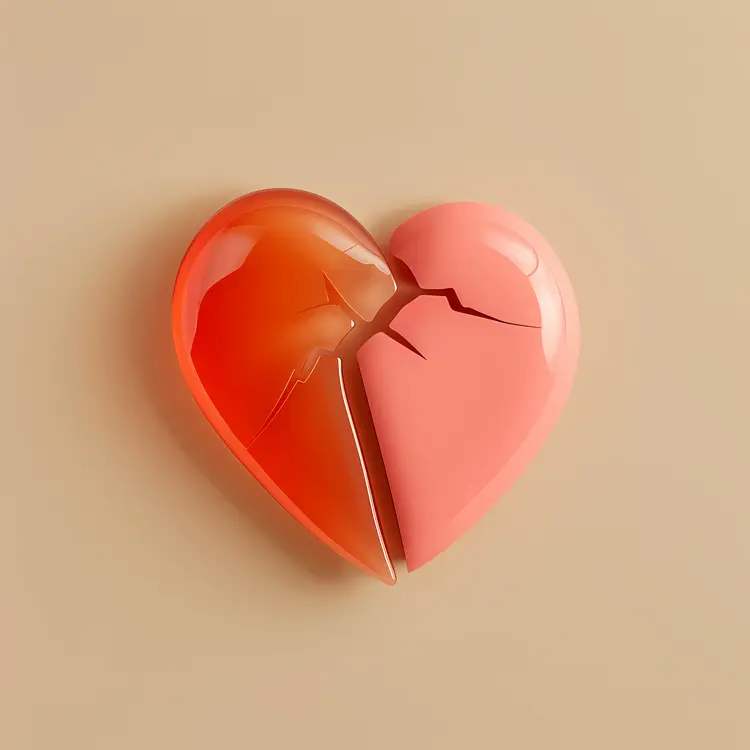 Orange and Pink Broken Heart