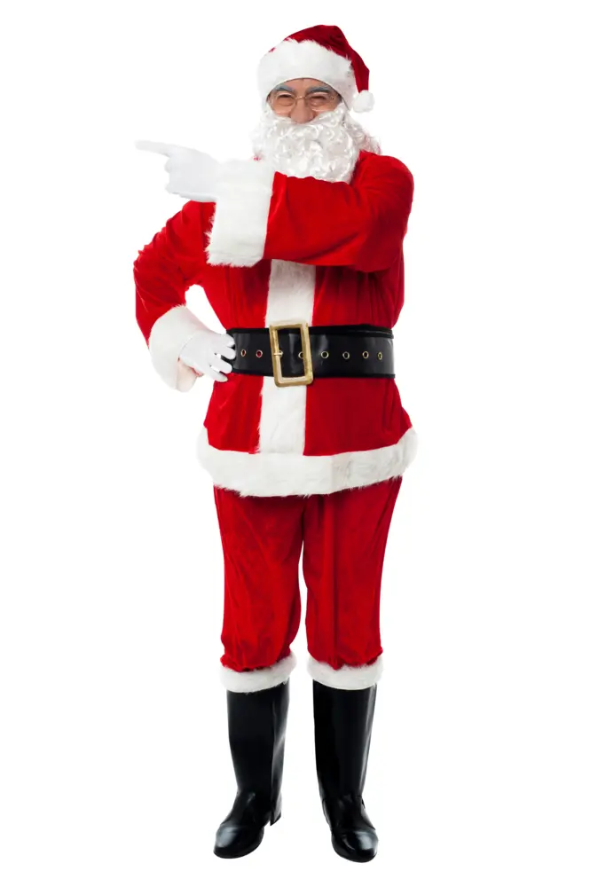 Santa Claus Pointing in Red Costume