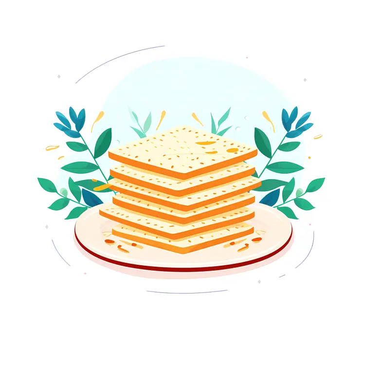 Stack of Crackers with Green Leaves