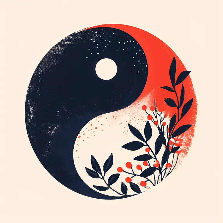 Yin Yang Symbol with Plants