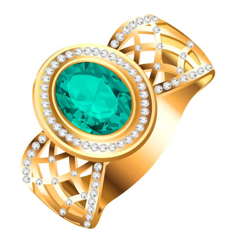 Elegant Gold Ring with Emerald and Diamonds