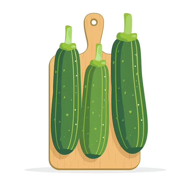 Three Green Zucchinis on a Cutting Board