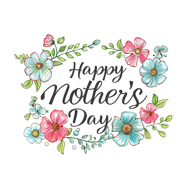 Happy Mother's Day Card with Floral Design