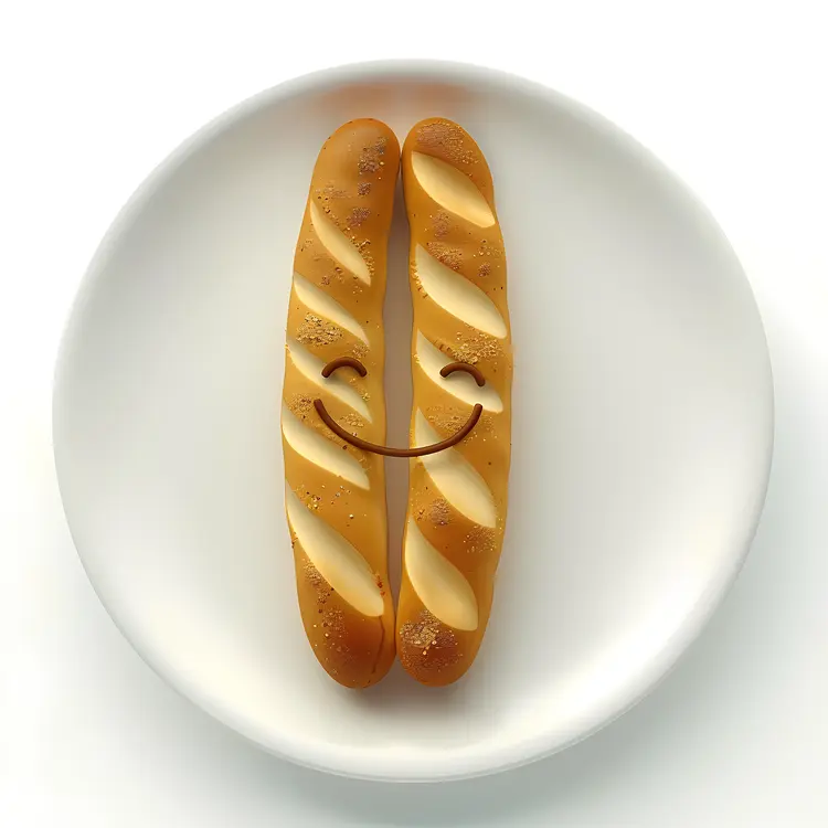 Smiling Baguettes on a Plate