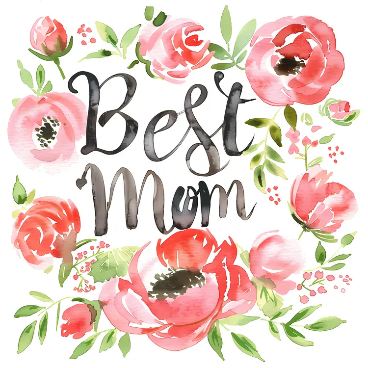 Best Mom Watercolor Floral Design