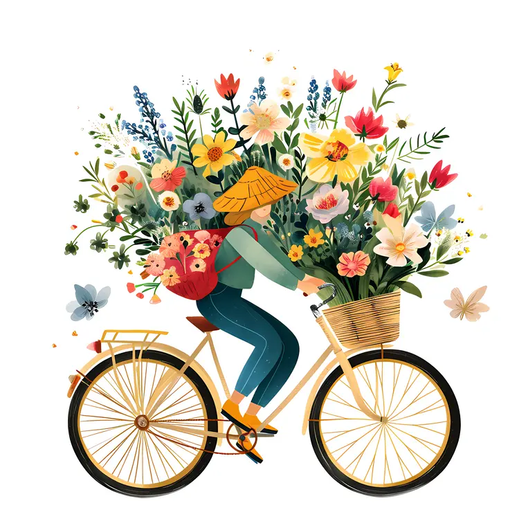 Bicycle with Colorful Flowers