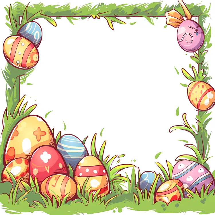 Colorful Easter Eggs in Grass