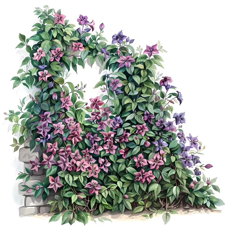 Purple and Pink Climbing Flowers
