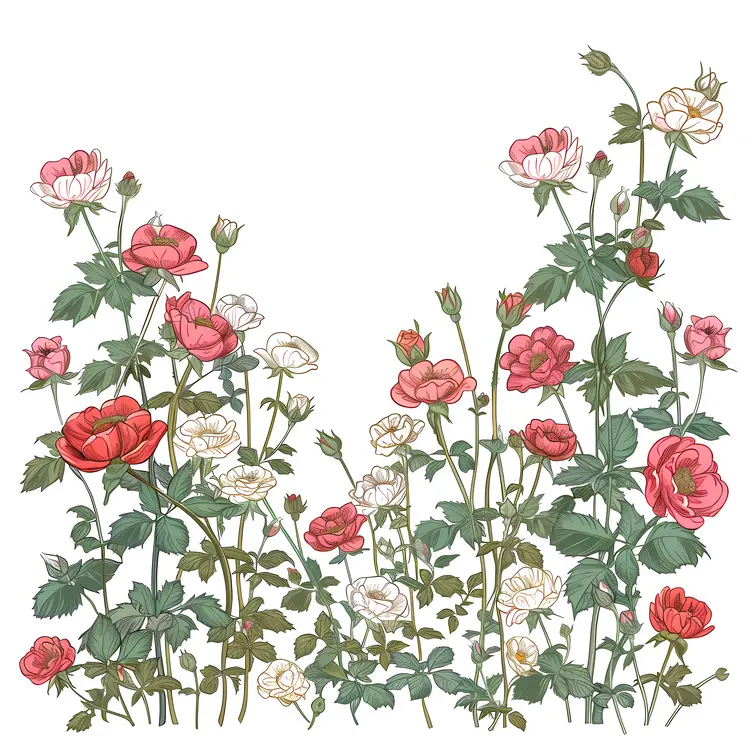 Colorful Mixed Roses in Bloom