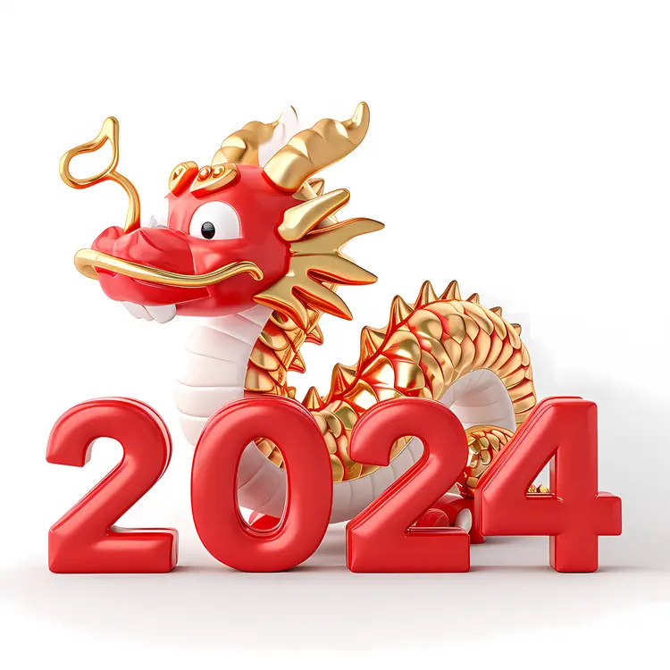 Golden Red Dragon with 2024