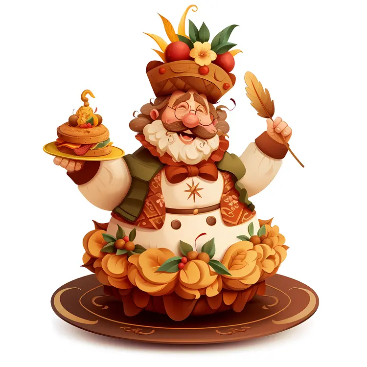 Decorative Chef with Food and Flowers