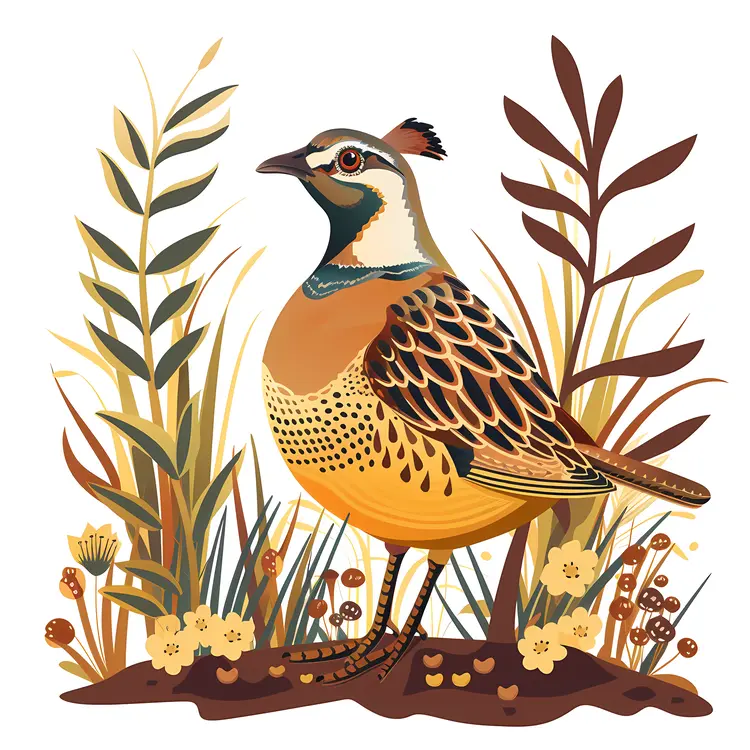 Elegant Bird Among Wildflowers