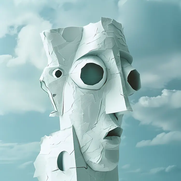 Abstract Stone Sculpture with Faces
