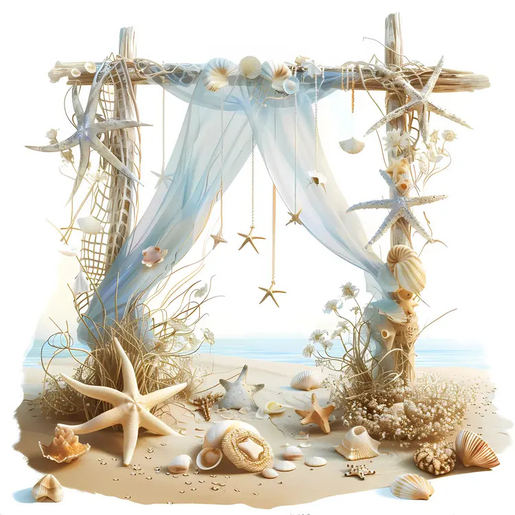 Beach Wedding Arch with Seashells