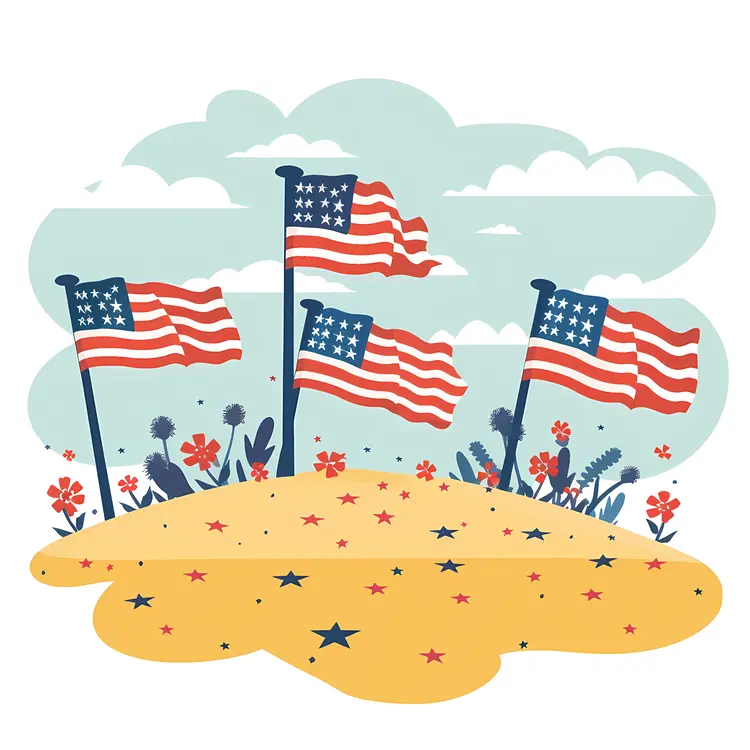 Patriotic American Flags on Independence Day