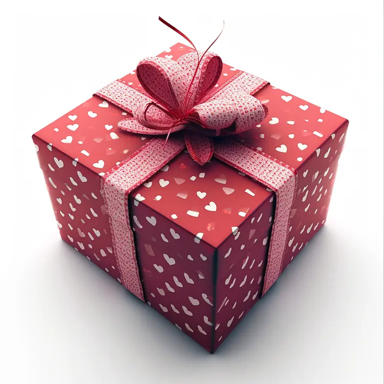 Adorable Gift Box with Heart and Ribbon
